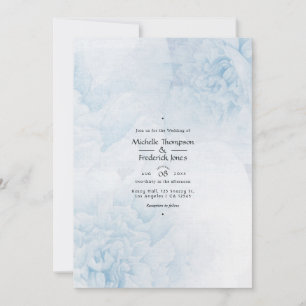 Aquarelle bleu foncé Faire-part de mariage florale