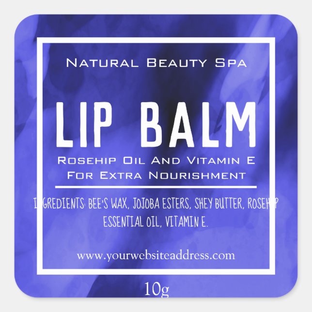 Aquarelle bleu foncé Lip Balm Tube Étiquettes (Devant)