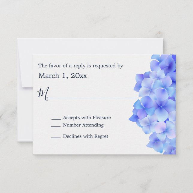 Aquarelle bleu Hydrangea RSVP (Devant)