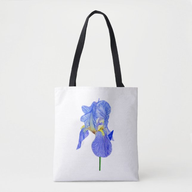 Aquarelle bleu Iris Sac fourre-tout Fleur (Devant)