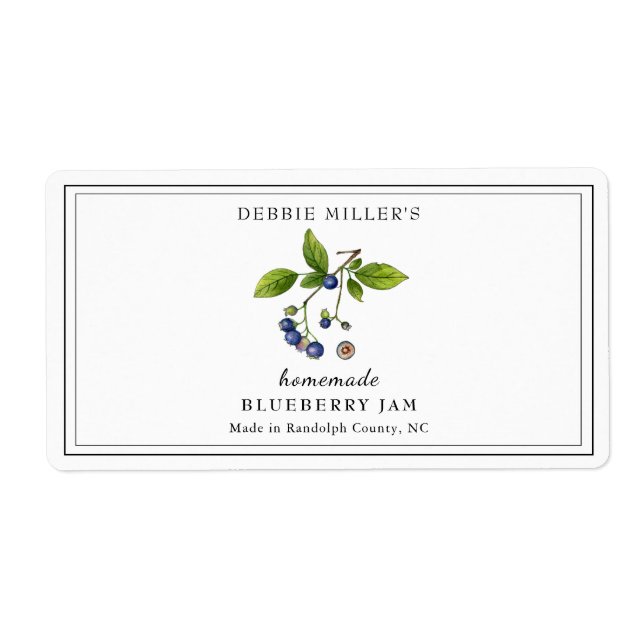 Aquarelle Bleu Jam Étiquette rectangulaire (Devant)