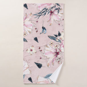 Aquarelle bleu marine et bleu clair Fleurs lancer 