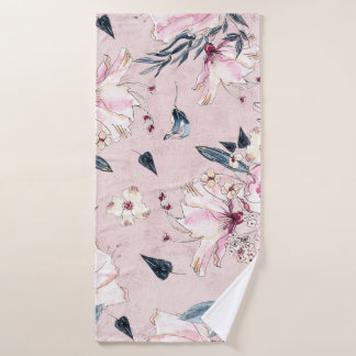 Aquarelle bleu marine et bleu clair Fleurs lancer