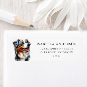 Aquarelle bleu Merle Australian Shepherd