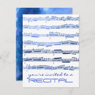aquarelle bleu notes musique récitation invitation