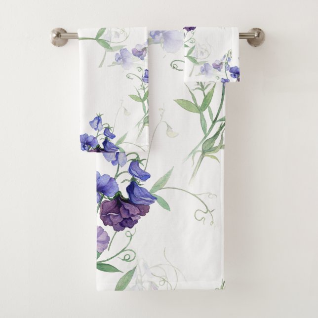 Aquarelle Bleu Pois doux Jardin Fleur Motif (En situation)