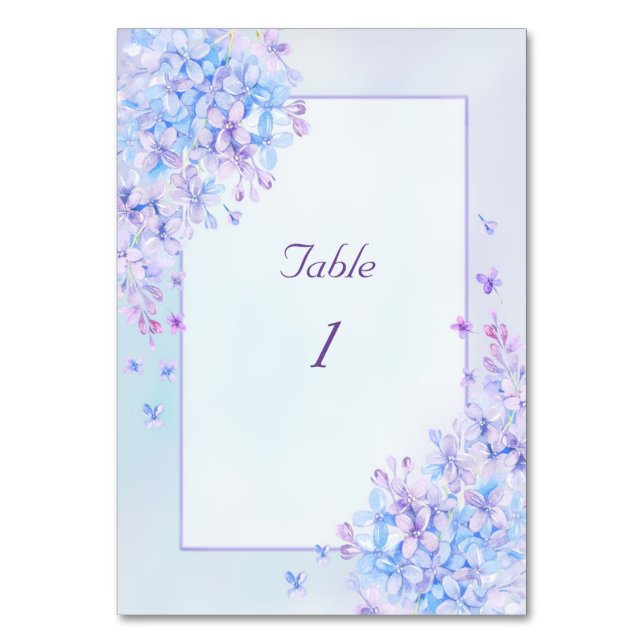 Aquarelle Bleu pourpre Lilac Fleur Numéro de table (Par défaut)