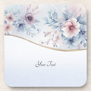 Aquarelle Bleu rose Floral Dessous de verre en pla