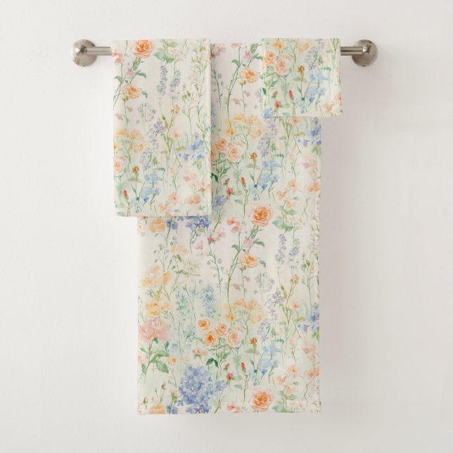 Aquarelle bleu rose pastel Fleurs sauvages (En situation)