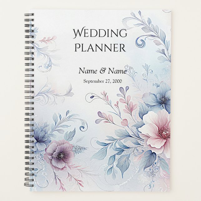 Aquarelle bleu rose Wedding planner (Devant)