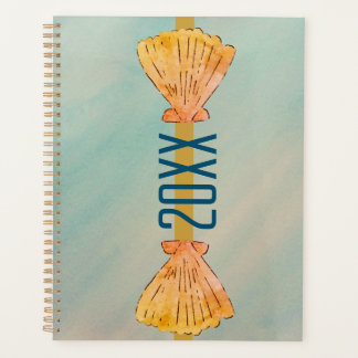 Aquarelle bleu sous-marine or coquilles de Saint-J