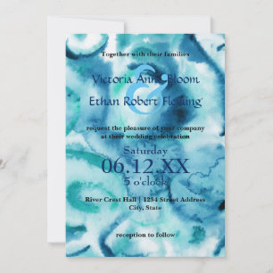 Aquarelle Bleu sur Bleu - Faire-Part de Mariage