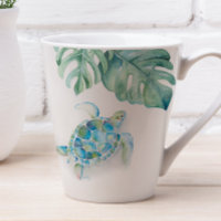 Aquarelle bleu turquoise tropicale Mug de tortue m