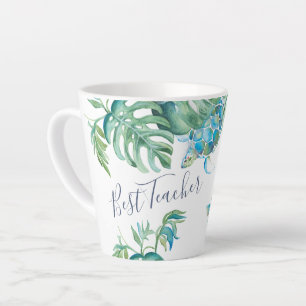 Aquarelle bleu turquoise tropicale Mug de tortue m