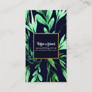 Aquarelle Bleu Vert Botanique Référence Carte d'Am