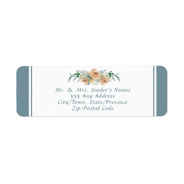 Aquarelle bleu-vert Taupe Mariage floral (Devant)