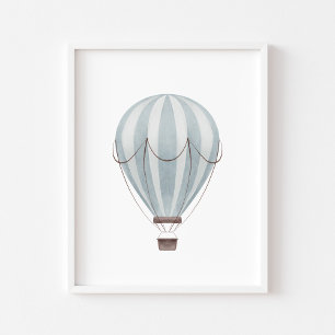 Aquarelle bleu vintage ballon à air chaud poster