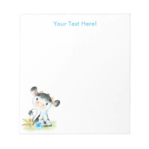 Aquarelle bleue Bloc-notes Little Cow