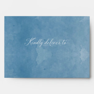 Aquarelle Bleue Chic, Enveloppe Mariage Monogramme