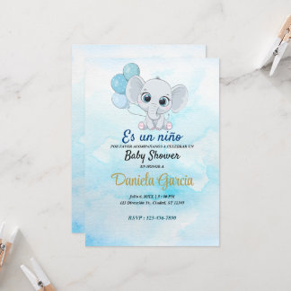 Aquarelle bleue Cute Baby shower Invitation