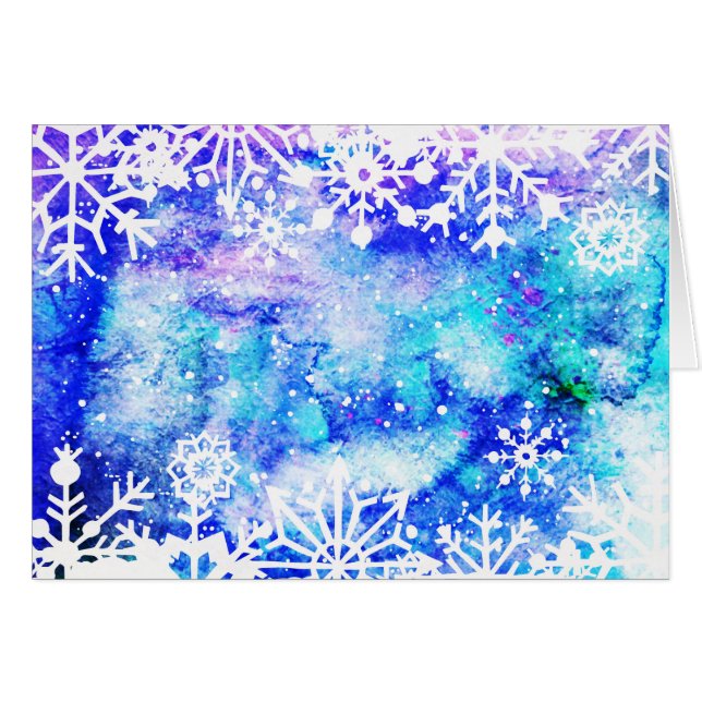 Aquarelle bleue de flocon de neige (Devant horizontal)
