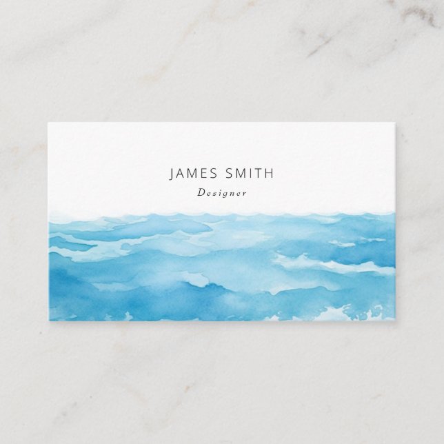 Aquarelle bleue design carte de visite abstrait (Devant)