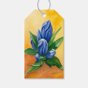 Aquarelle Bleue Fleur Bleue - Élégante étiquette C