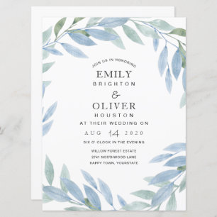 Aquarelle bleue Floral Wedding Invitations