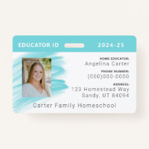 Aquarelle bleue Homeschool Educator ID Badge