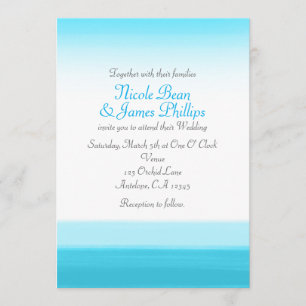 Aquarelle Bleue Lumineuse Invitations de mariage m
