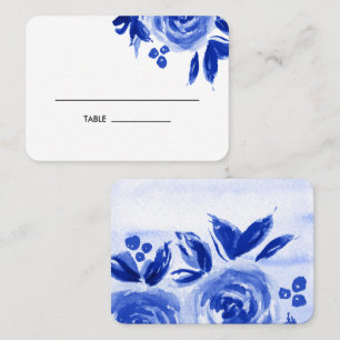 Aquarelle bleue Mariage Floral Table Place Cartes