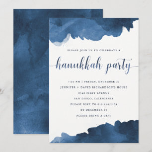 Aquarelle bleue moderne Invitation du parti Hano