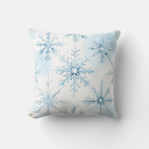 Aquarelle bleue Motif de flocon de neige oreiller