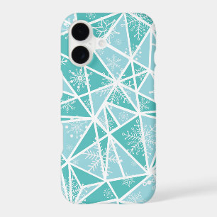 Aquarelle bleue Motif des flocs de neige géométriq