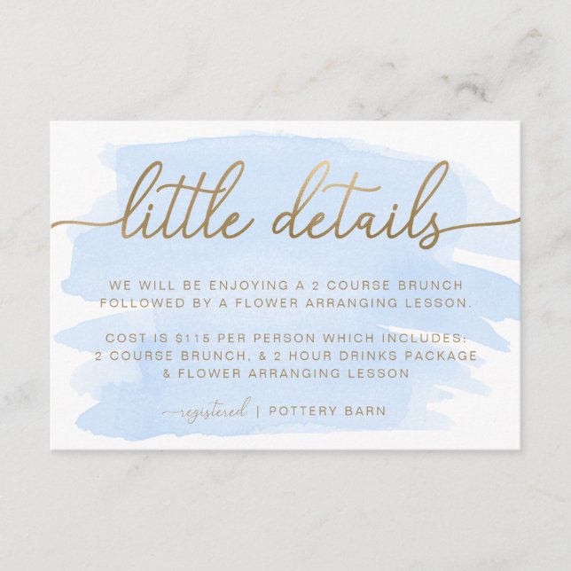 Aquarelle bleue Petits détails Insérer une carte (Devant)