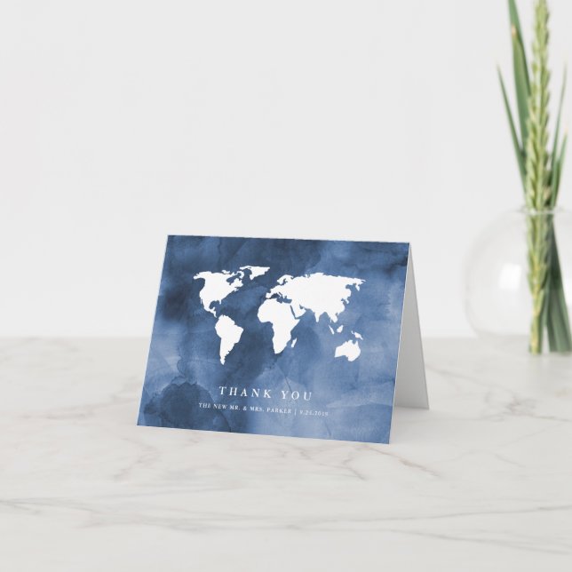 Aquarelle bleue | World Map Merci (Devant)