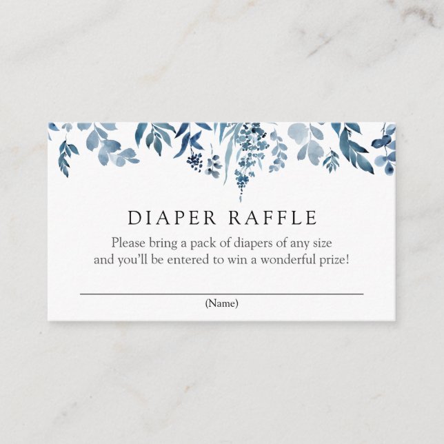 Aquarelle Blue Flowers Diaper Carte d'insertion de (Devant)