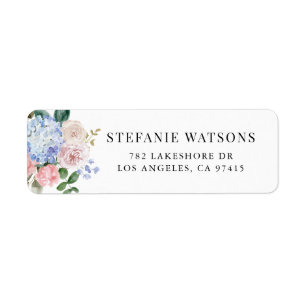 Aquarelle Blue Hydrangeas et rose Roses Mariage