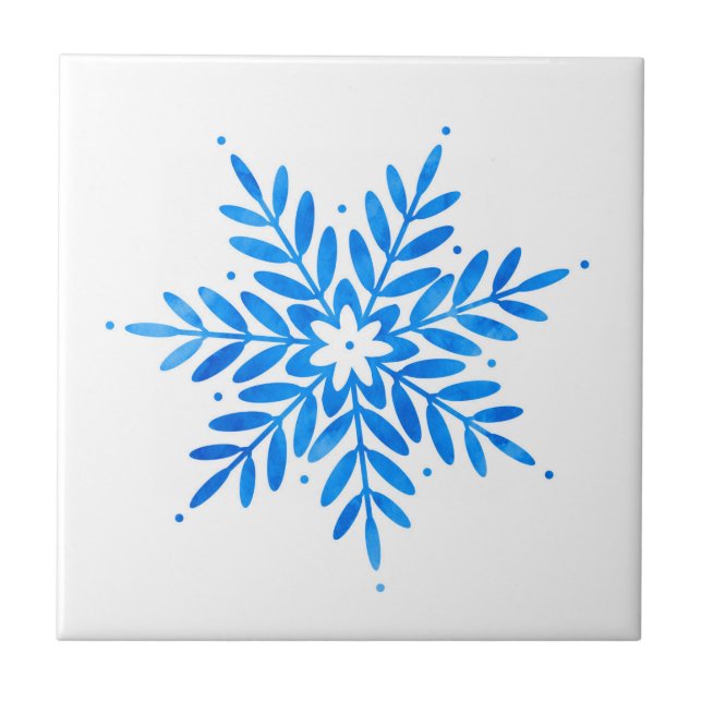 Aquarelle Blue Snowflake Carreaux en céramique (Devant)