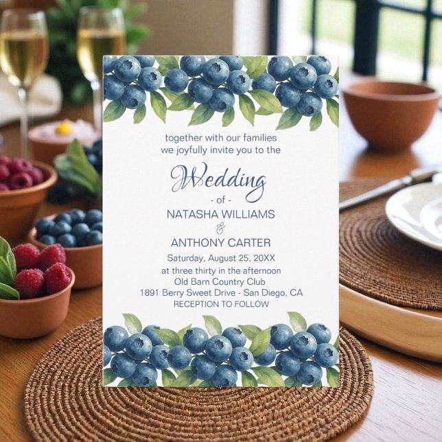 Aquarelle Blueberry Faire-part de mariage (Créateur téléchargé)