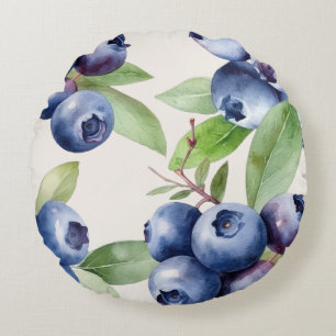 Aquarelle Blueberry Garden Coussin rond