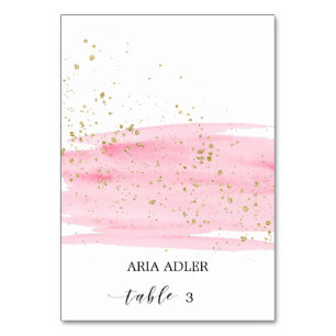 Aquarelle Blush & Gold Mariage Escort Place Cartes