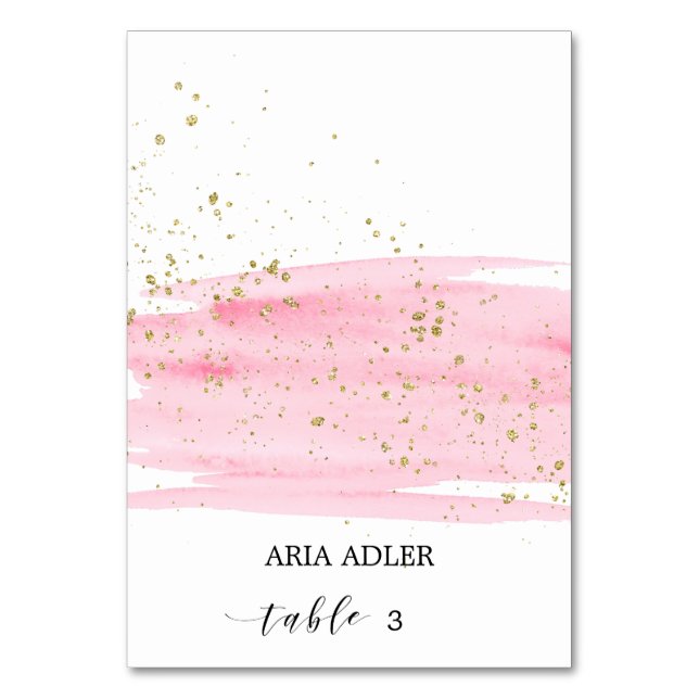 Aquarelle Blush & Gold Mariage Escort Place Cartes (Par défaut)