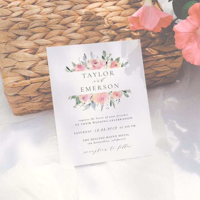 Aquarelle Blush & Sage Floral Wedding Invitations (Créateur téléchargé)