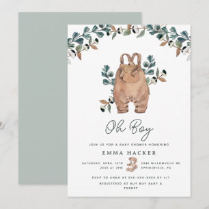 Aquarelle Boho Baby Boy Shower Invitation