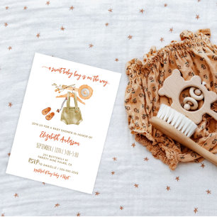 Aquarelle Boho Baby Boy Shower Invitation