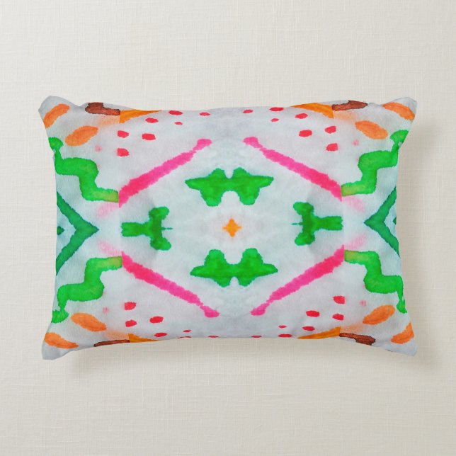 Aquarelle Boho Decor. Boho Blue Pillow. Aquarelle  Accent Pillow (Front)