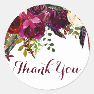 Aquarelle Boho Floral Automne Sticker Merci