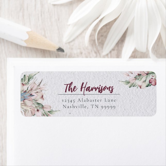 Aquarelle Boho Floral et Botanique Adresse (En situation)