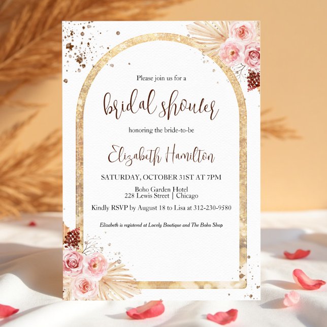 Aquarelle Boho Glitter Invitation de la douche nup (Créateur téléchargé)